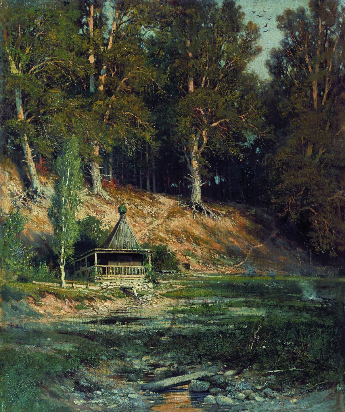 Chapel in the Woods, vintage artwork by Ivan Ivanovich Shishkin, 12x8" (A4) Poster