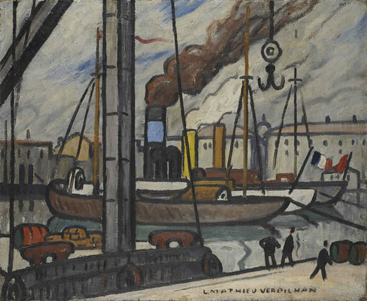 Port, Marseille, vintage artwork by Louis Mathieu Verdilhan, 12x8" (A4) Poster
