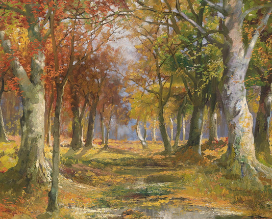 Forest in Autumn, vintage artwork by Karl Vikas, 12x8" (A4) Poster