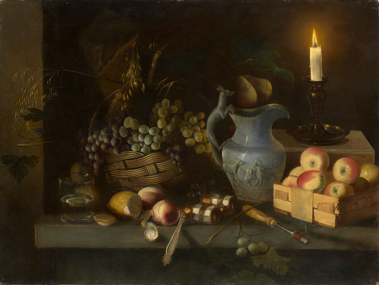 Still Life with Candle and Opera Glasses, vintage artwork by Ivan Khrutsky, A3 (16x12") Poster Print