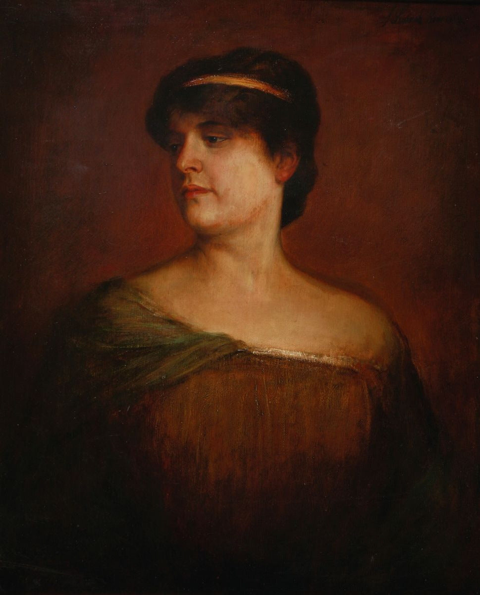 Portrait of a Roman Woman, vintage artwork by Franz von Lenbach, 12x8" (A4) Poster