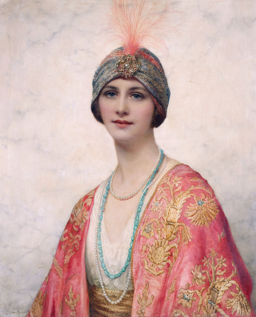 A Beauty in Eastern Costume, vintage artwork by William Clarke Wontner, 12x8" (A4) Poster