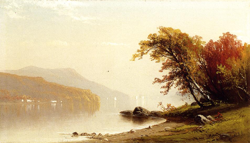 Autumn on the Lake, vintage artwork by Alfred Thompson Bricher, 12x8" (A4) Poster