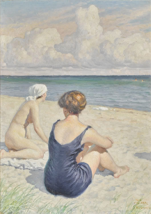 Bathers on the Beach, Falsterbo by Paul-Gustave Fischer,A3(16x12