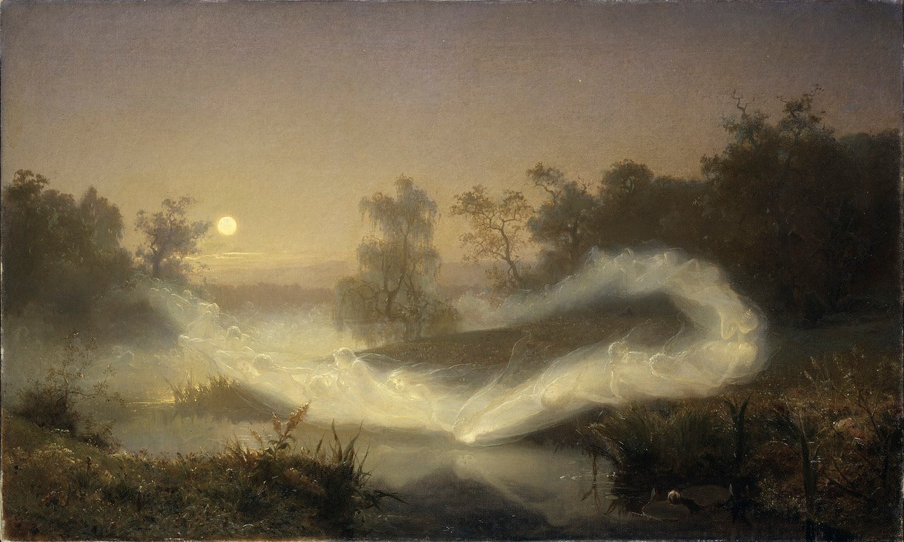 Dancing Fairies, vintage artwork by August Malmstrom, 12x8" (A4) Poster