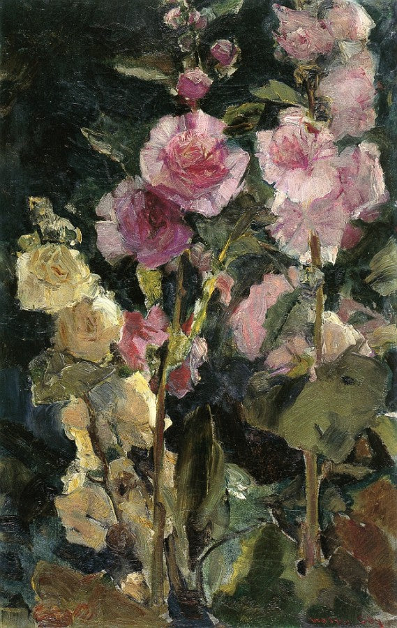 Study of Hollyhocks, vintage artwork by Walter Gay, 12x8" (A4) Poster