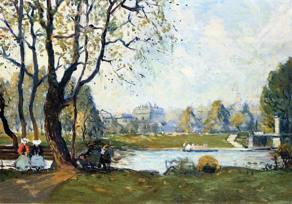 The Boston Public Garden in Spring, vintage artwork by Arthur Clifton Goodwin, 12x8" (A4) Poster