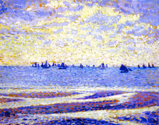 Fishing Boats in Boulogne, vintage artwork by Theo van Rysselberghe, 12x8" (A4) Poster