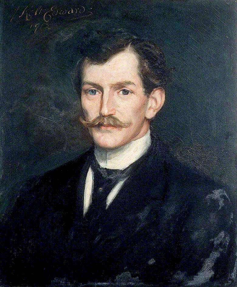 ortrait of a Young Man with a Moustache by John Kelt Edwards,16x12(A3) Poster