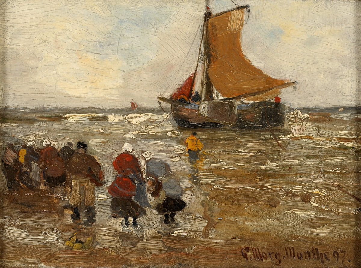 Waiting for the catch, vintage artwork by Ludwig Munthe, 12x8" (A4) Poster