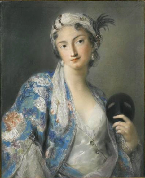Portrait of a Woman in Turkish Outfit, vintage artwork by Rosalba Carriera, 12x8" (A4) Poster