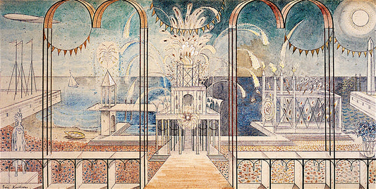 Fireworks (study for Midland Hotel, Morecambe mural), vintage artwork by Eric Ravilious, 12x8" (A4) Poster