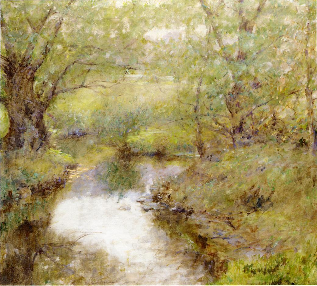 by  the Brook, vintage artwork by Robert Lewis Reid, 12x8" (A4) Poster