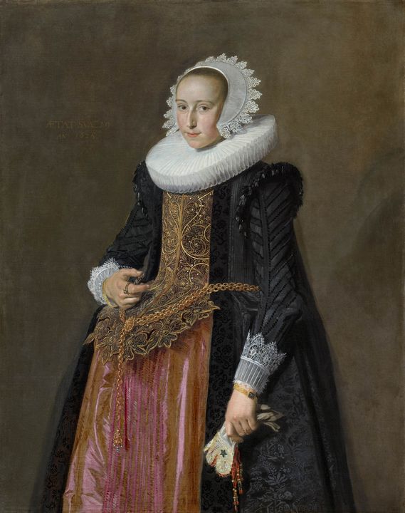 Portrait of Aletta Hanemans, vintage artwork by Frans Hals, 12x8" (A4) Poster