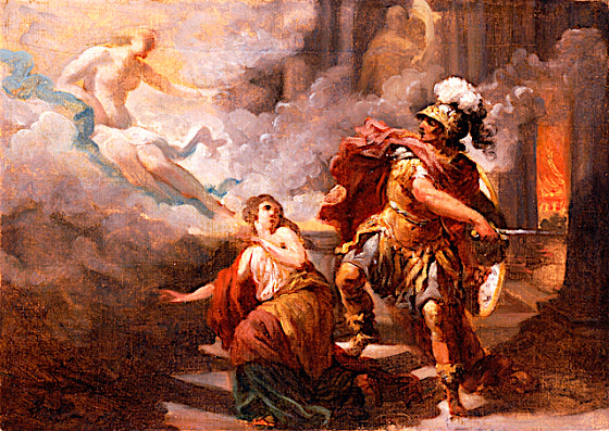 Helen Saved by  Venus from the Wrath of Aeneas, vintage artwork by Jacques Sablet, 12x8