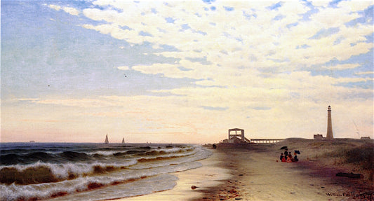 Along the Shore, Fire Island, New York, vintage artwork by William Frederick de Haas, 12x8" (A4) Poster