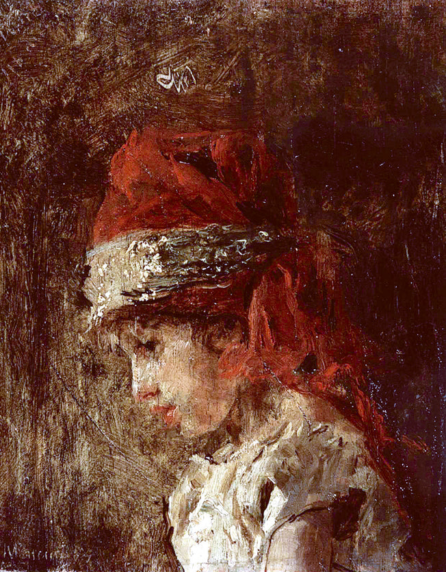 Luigiello with turban, vintage artwork by Antonio Mancini, 12x8" (A4) Poster