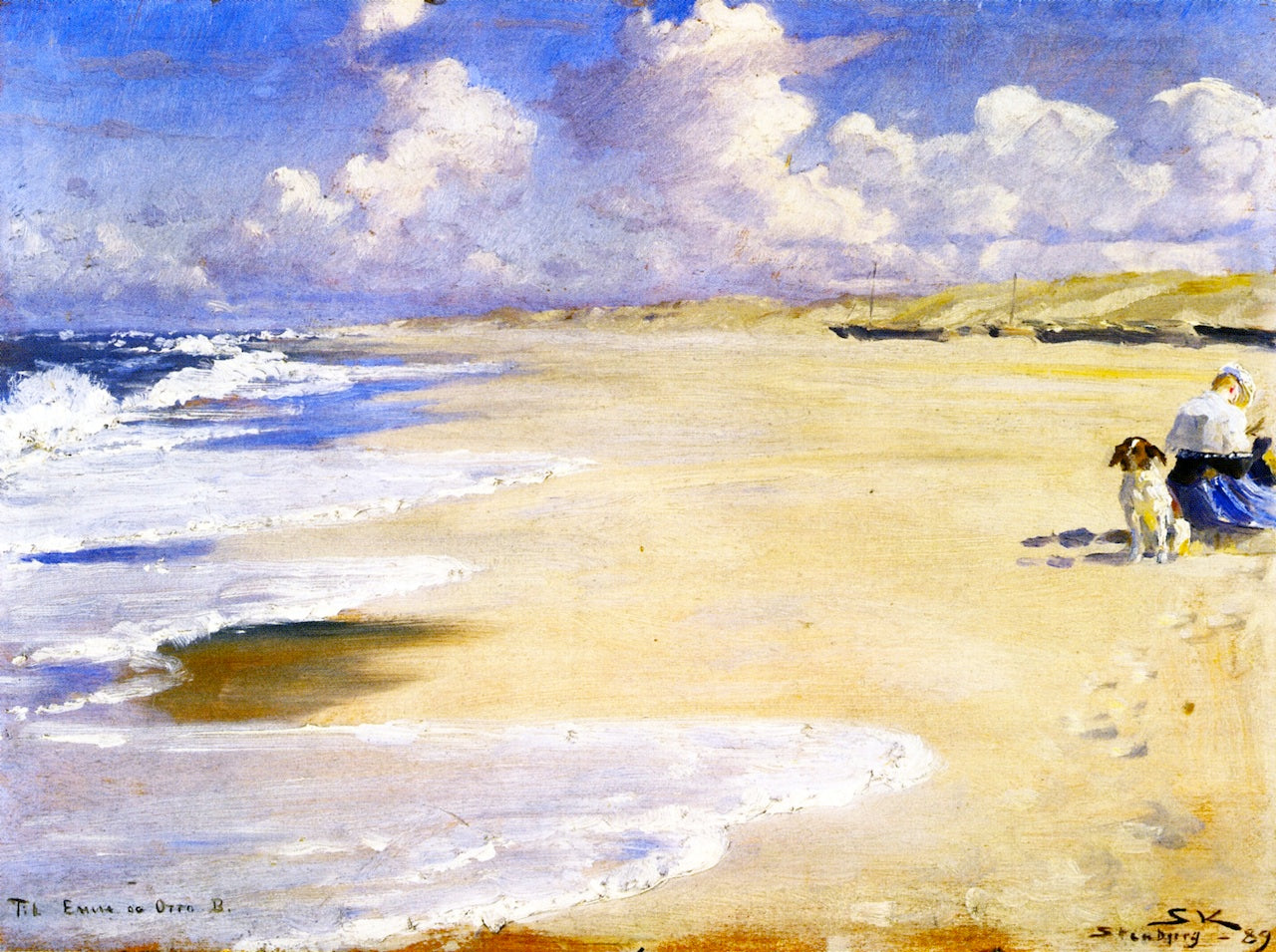 Marie Krøyer Painting on the Beach at Stenbjerg, vintage artwork by Peder Severin Kroyer, 12x8" (A4) Poster