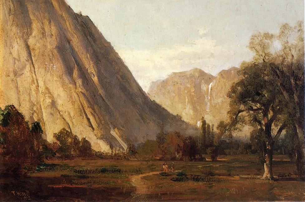 Piute Indians, Yosemite, vintage artwork by Thomas Hill, 12x8" (A4) Poster