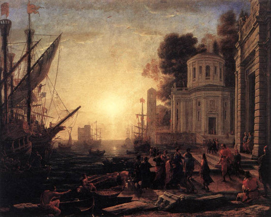 The Disembarkation of Cleopatra at Tarsus, vintage artwork by Claude Lorrain, 12x8" (A4) Poster