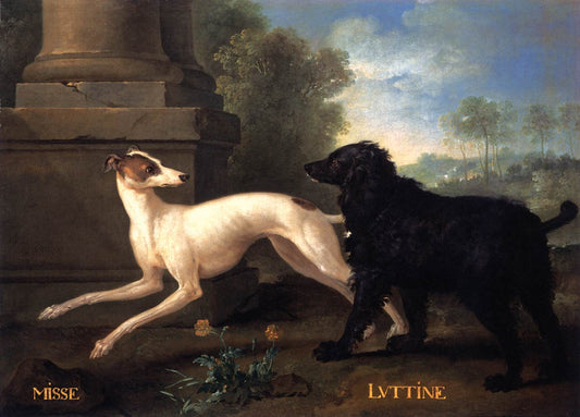 Misse and Luttine, vintage artwork by Jean-Baptiste Oudry, 12x8" (A4) Poster