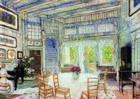 Interior of a Dining Room, vintage artwork by Alexander Golovin, 12x8" (A4) Poster
