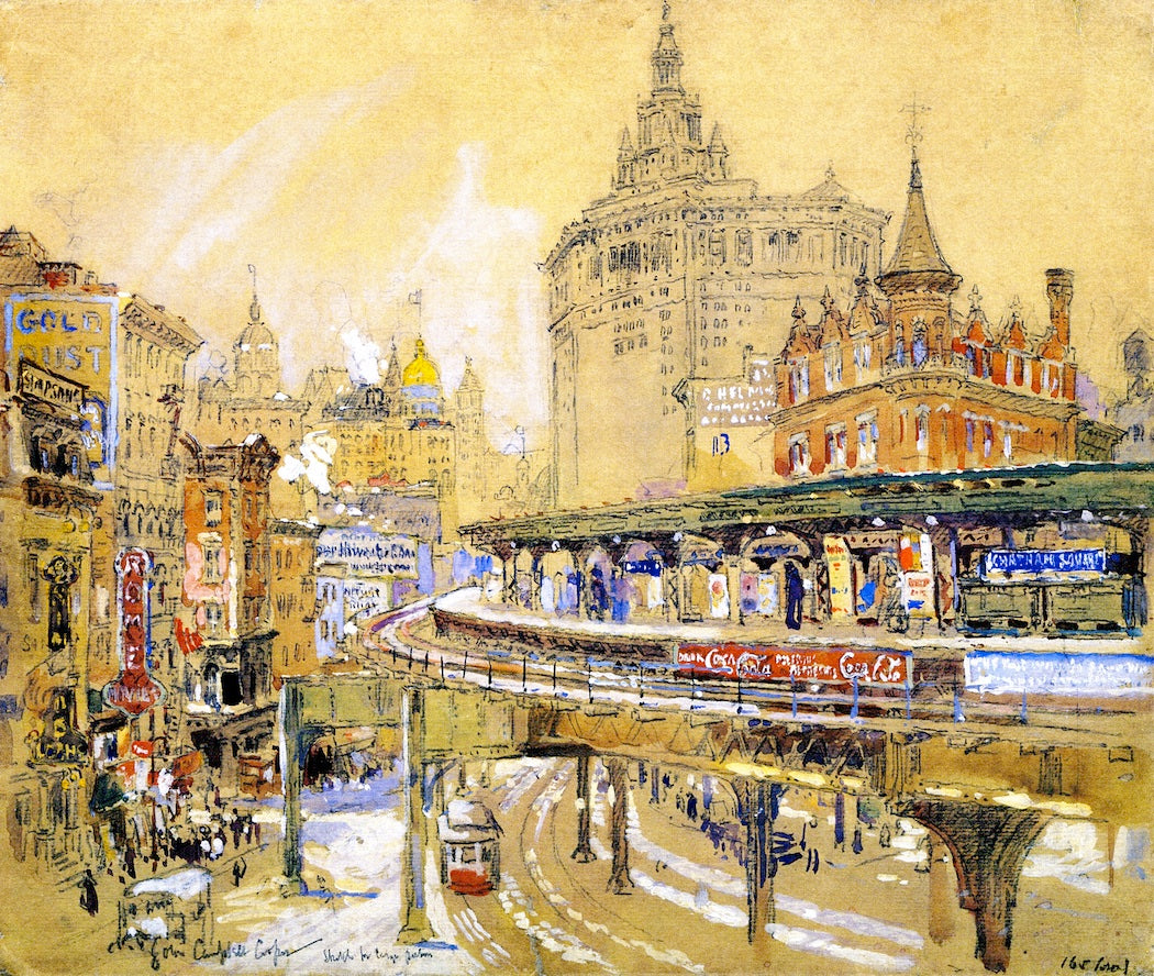 Chatham Square, New York by Colin Campbell Cooper,A3(16x12")Poster