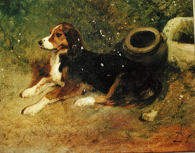 Dog Resting, vintage artwork by Alexandre-Gabriel Decamps, A3 (16x12") Poster Print