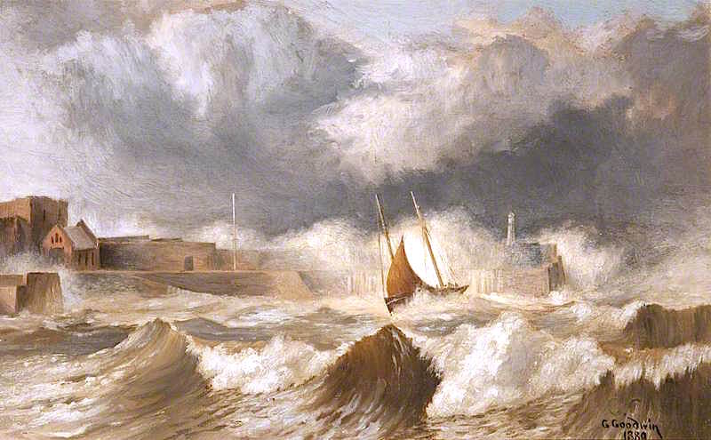 Peel Breakwater, vintage artwork by George Goodwin, 12x8" (A4) Poster