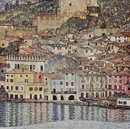 Malcesine on Lake Garda, vintage artwork by Gustav Klimt, 12x8" (A4) Poster