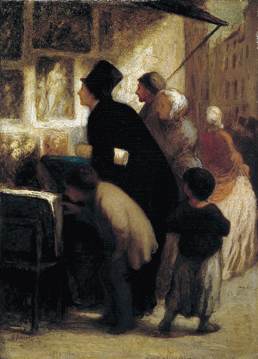 Outside the Print-Sellers Shop, vintage artwork by Honore Daumier, A3 (16x12") Poster Print