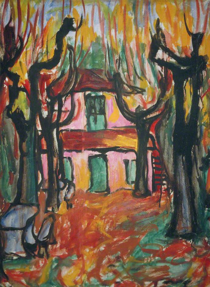 Houses in the Trees, vintage artwork by Arthur Segal, 12x8" (A4) Poster