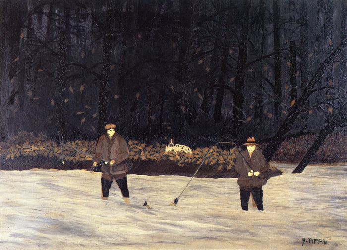 Fishing in the Brandywine: Early Fall, vintage artwork by Horace Pippin, 12x8
