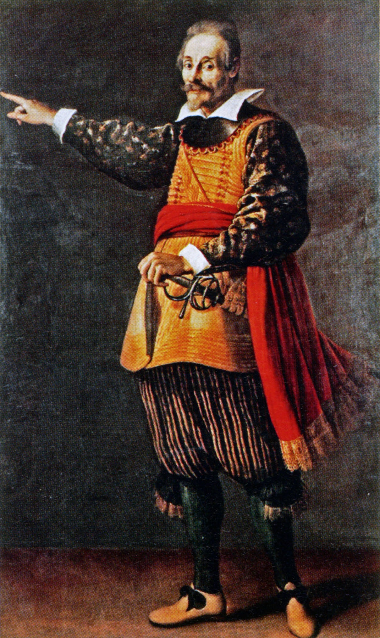 Portrait of Francesco Andreini in the costume of Capitano Spavento, vintage artwork by Justus Sustermans, 12x8" (A4) Poster