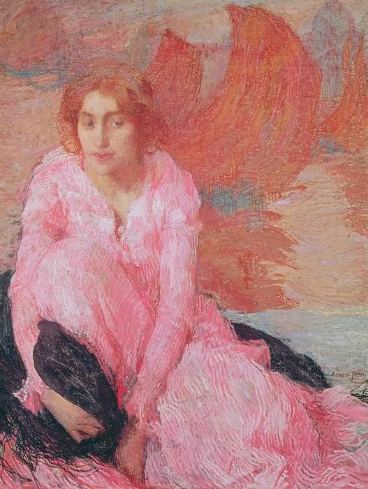 Girl in Pink Dress by Edmond-Franaois Aman-Jean,A3(16x12")Poster