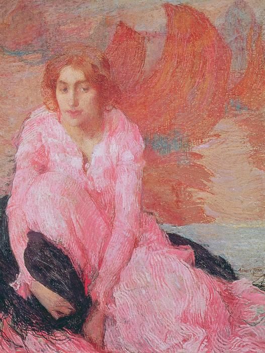 Girl in Pink Dress by Edmond-Franaois Aman-Jean,A3(16x12