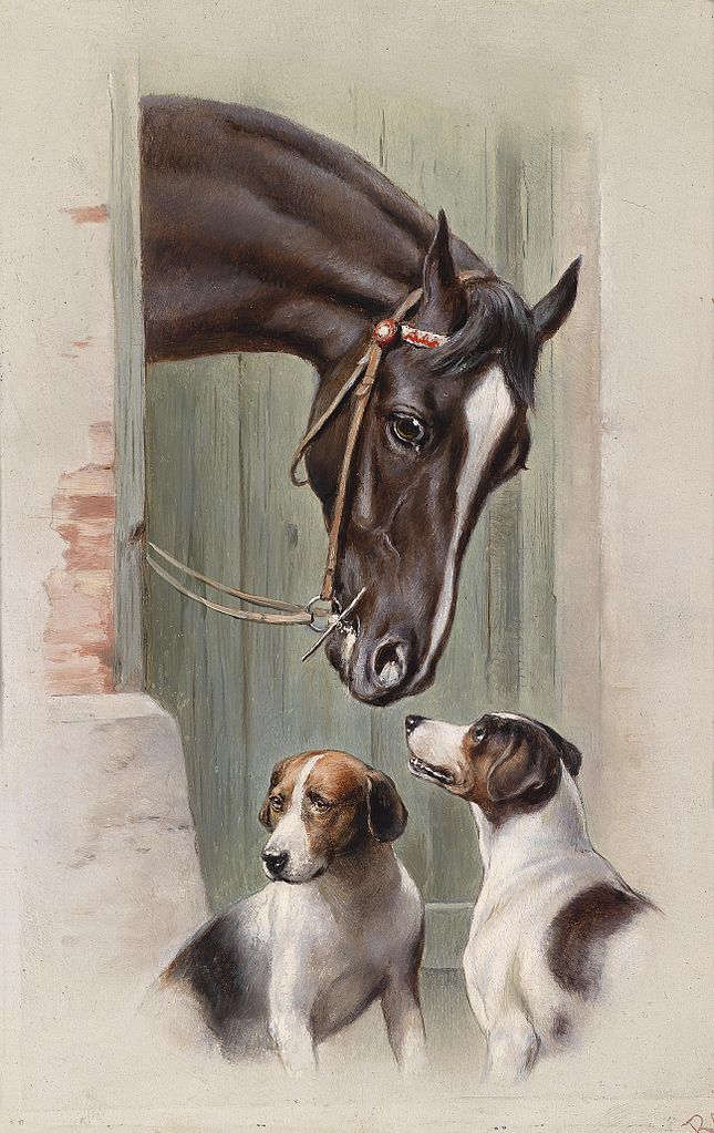 Visit to the stables, vintage artwork by Carl Reichert, 12x8" (A4) Poster