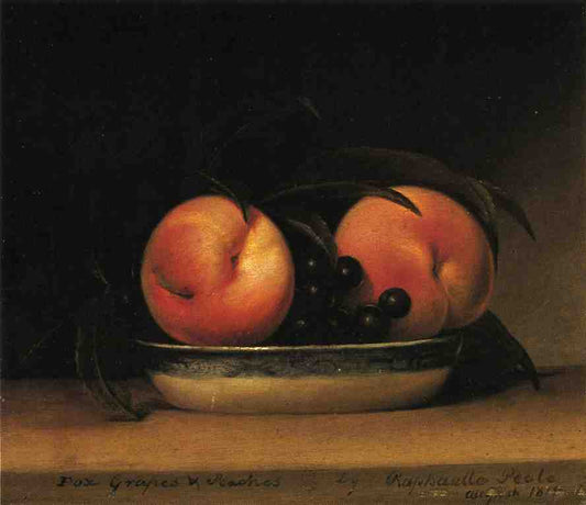 Fox Grapes and Peaches, vintage artwork by Raphaelle Peale, 12x8" (A4) Poster
