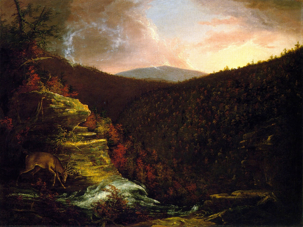 From the Top of Kaaterskill Falls, vintage artwork by Thomas Cole, A3 (16x12") Poster Print