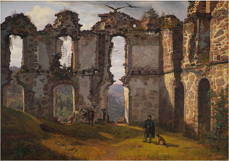 The Ruins of Brahehus near Jönköping, Sweden, vintage artwork by Frederik Sødring, A3 (16x12") Poster Print