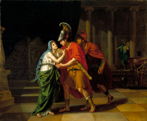 Electra Receiving the Ashes of Her Brother, Orestes, vintage artwork by Jean Baptiste Wicar, 12x8" (A4) Poster