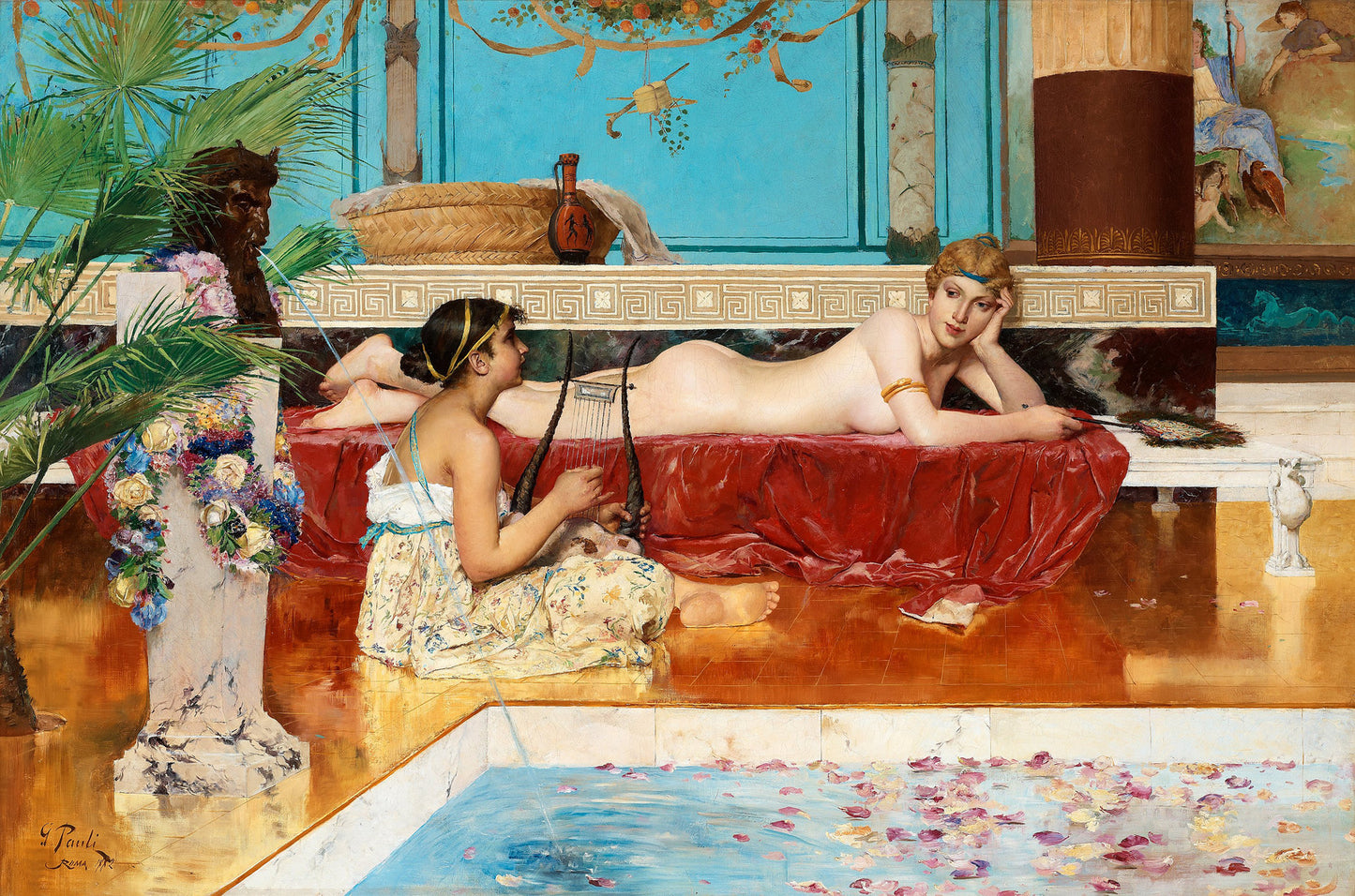 Roman Bath, vintage artwork by Georg Pauli, 12x8" (A4) Poster