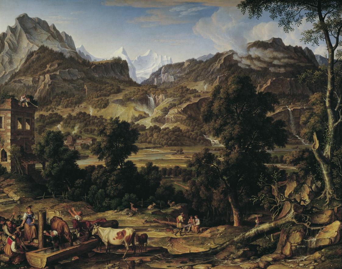 Bernese Oberland, vintage artwork by Joseph Anton Koch, 12x8" (A4) Poster