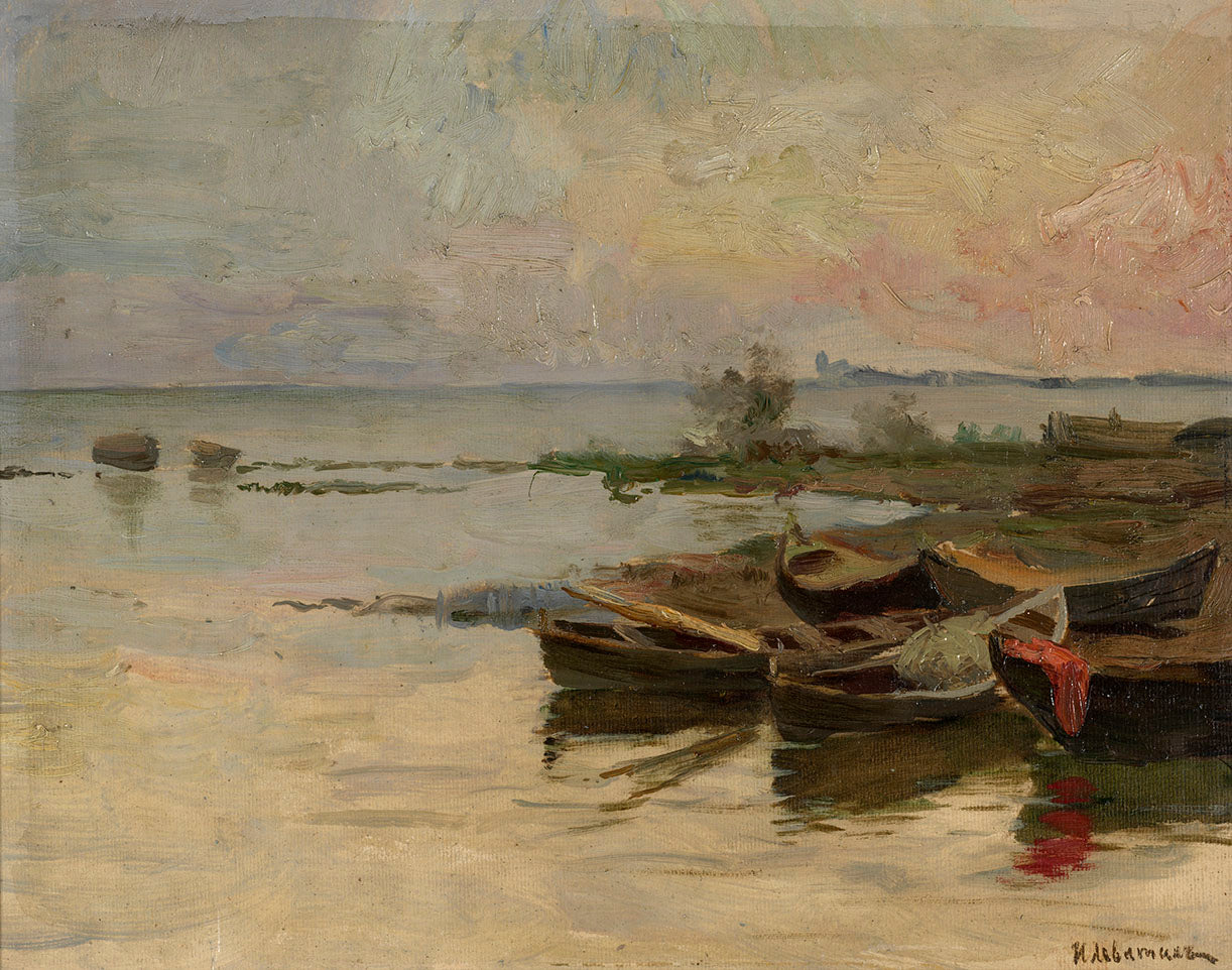 Boats by the Shore by Isaak Levitan,A3(16x12")Poster
