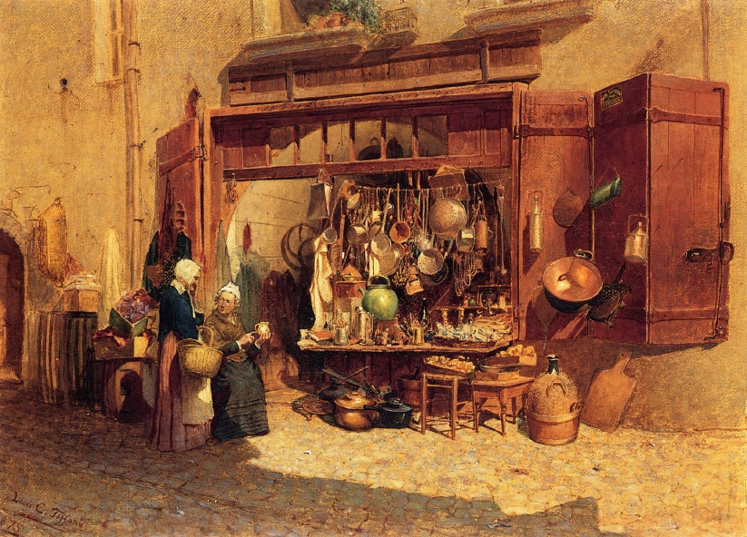 The Village Peddler, vintage artwork by Louis Comfort Tiffany, 12x8" (A4) Poster