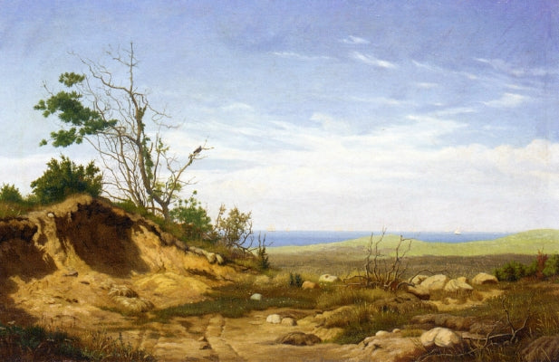 A Sandbank before a Coastline, vintage artwork by Carl Rasmussen, 12x8" (A4) Poster