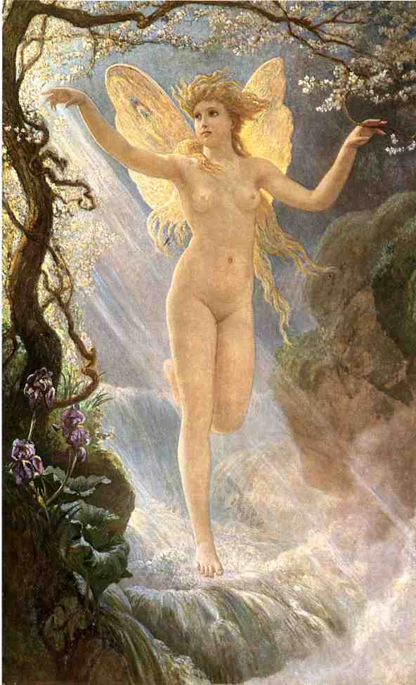 The Water Nymph, vintage artwork by Elihu Vedder, 12x8" (A4) Poster