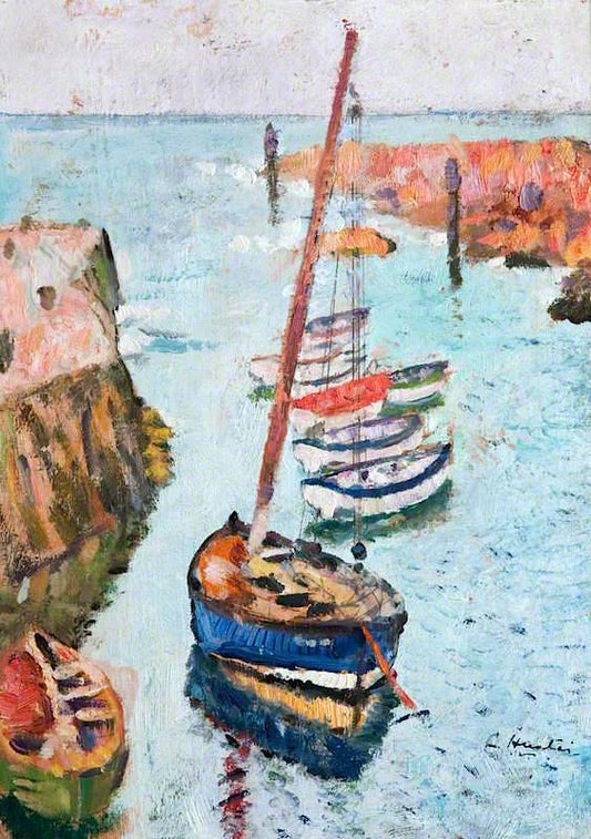 Boats in a Harbour, Lower Largo by George Leslie Hunter,16x12(A3) Poster