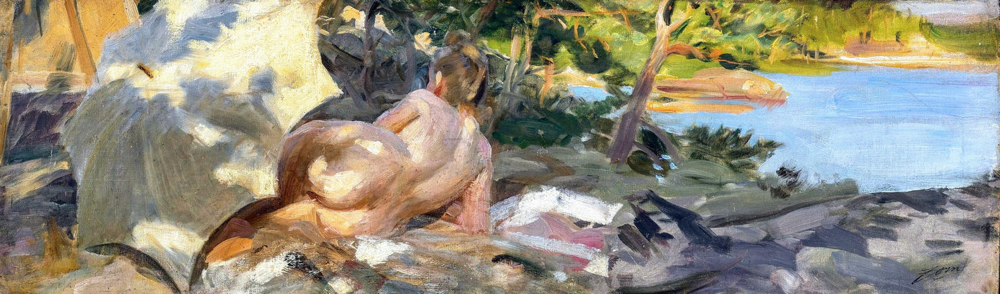 Bather with parasol, Dalaro by Anders Zorn,A3(16x12")Poster