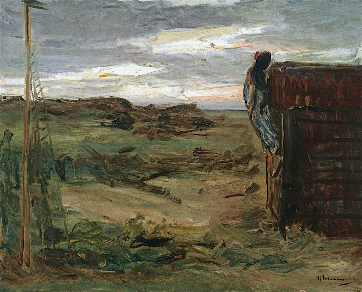 Beach with Shed - Set Design for Hauptman's , vintage artwork by Max Liebermann, 12x8" (A4) Poster